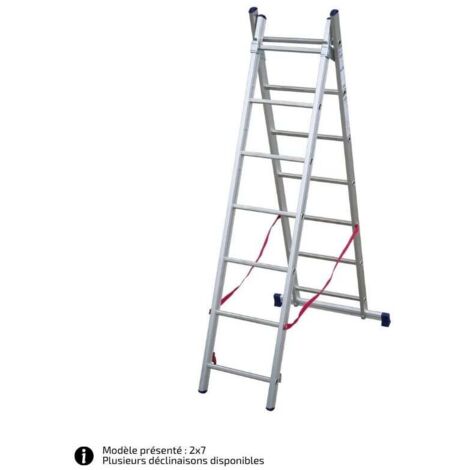 FACAL - Échelle transformable aluminium 2 plans Stilo – Longueur 3 à 5 m - Longueur déployée 3,14 m