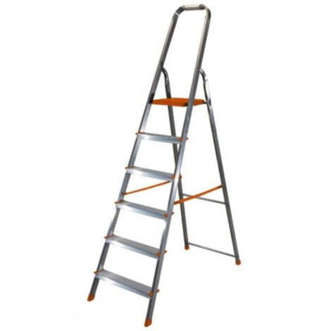 Facal – Escabeau aluminium 8 marches – Marches striées 80mm – Patins antidérapants – Plateforme acier peinture époxy – Poids 8.5kg