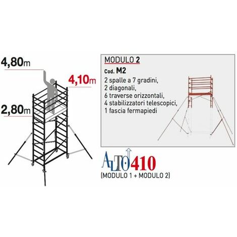 Modulo 3 per trabattello alto - Trabattelli in alluminio professionali