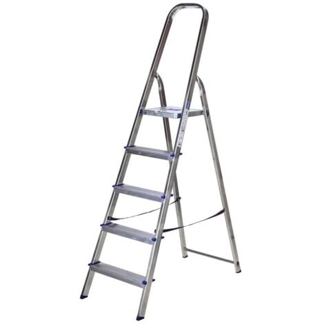 Facal Scala in Alluminio 5 Gradini - Silver con Pedana in Acciaio