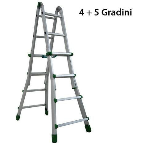 Scala In Alluminio Industriale 9 Gradini - 2.76mt Con Pioli Quadri 24x24mm - Foto 9