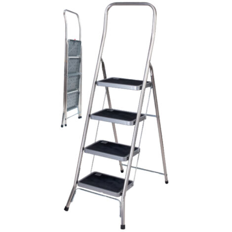 Facal Super Effe escabeau 4 marches aluminium, échelle domestique légère, pliant, marches et patins antidérapants, charge 150 kg, hauteur de travail 290 cm, certifié EN 14183