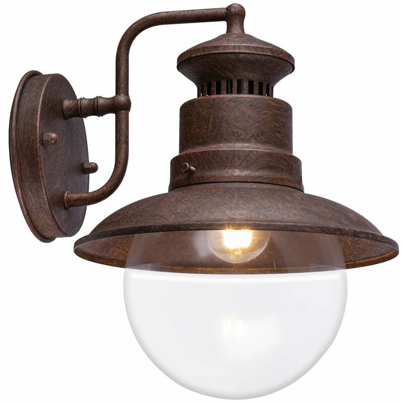 Image of Lanterna da parete esterna per facciate lampada di illuminazione vintage color ruggine in un set che include lampadine a led