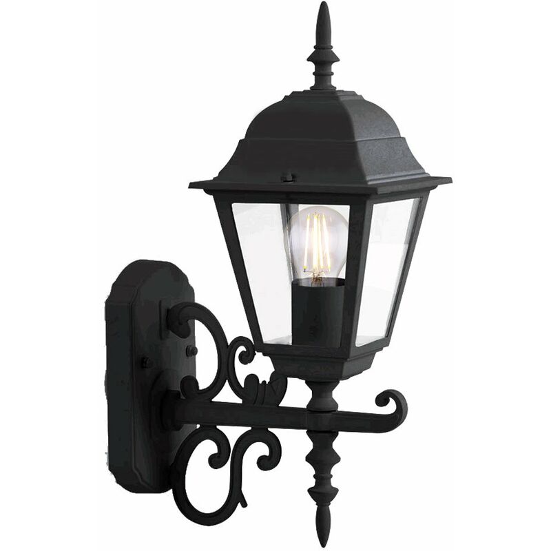 Image of Etc-shop - Lampada da parete lanterna da esterno lanterna da parete nera lampada da parete luce di facciata, alluminio vetro trasparente, 1x led 11W