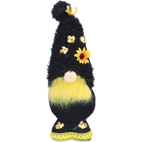 Faceless Doll Delicate Cute Mascot Plush Gnome with Yellow Sunflower Flower Gnome Doll for Easter Wedding Birthday Black