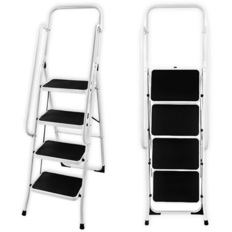 Facilitys – Escabeau marchepied pliable 4 marches – Capacité 150 kg – Verrouillage de sécurité – Largeur 45,5 cm pour chantiers humides