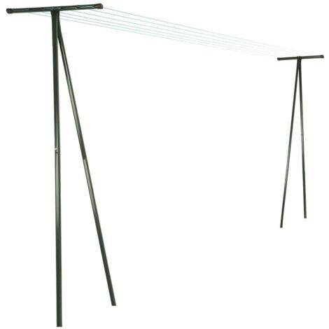 Facilitys – Etendoir à linge extérieur 2m10 – Tubes en acier laqué anticorrosion – Capacité 7 fils – Installation facile dans le sol