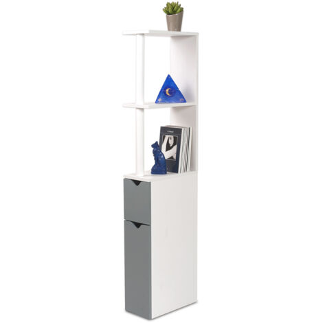 FACILITYS - Mueble de WC con efecto madera y 2 puertas grises
