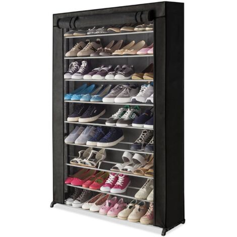 FACILITYS - Mueble estantería para zapatos con funda - 30 pares Gris