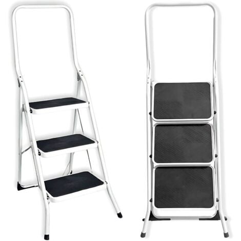 FACILITYS - Trittleiter aus Stahl, Stufe 3, breite Stufen, Sicherheit