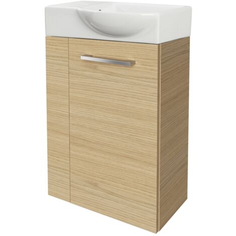 Fackelmann B. STYLE SBC Gäste-WC Set 2 Teile – Waschtischunterschrank in Holz Braun mit Waschbecken aus Keramik – Waschbeckenunterschrank schmal – Türanschlag rechts – Hahnloch links – 45 cm breit"-"9