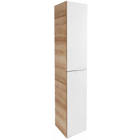 FACKELMANN B.brillant Hochschrank 30cm - Ast Eiche - Glas Weiß