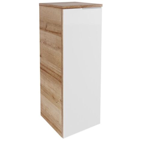 FACKELMANN B.brillant Midischrank 30cm - Ast Eiche - Glas Weiß