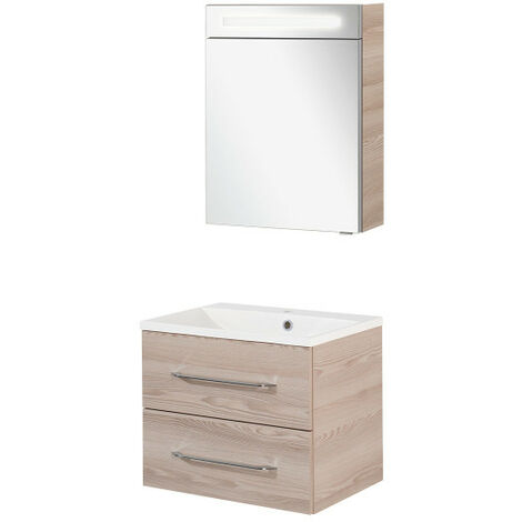 Fackelmann B.clever Badmöbel Set 3-teilig, 60 cm, Braun hell-09814