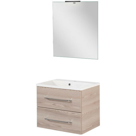 Fackelmann B.clever Badmöbel Set 4-teilig, 60 cm, Braun hell-09805