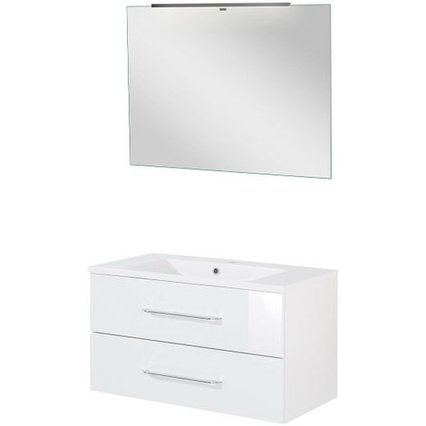 Fackelmann B.clever Badmöbel Set 4-teilig, 90 cm, Weiß-09807