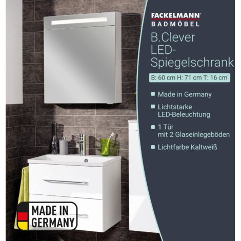 FACKELMANN B.clever Spiegelschrank 60cm Korpusfarbe: Weiß Matt