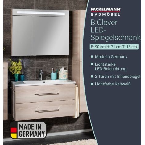 FACKELMANN B.clever Spiegelschrank 90cm Korpusfarbe: Alaska-Esche