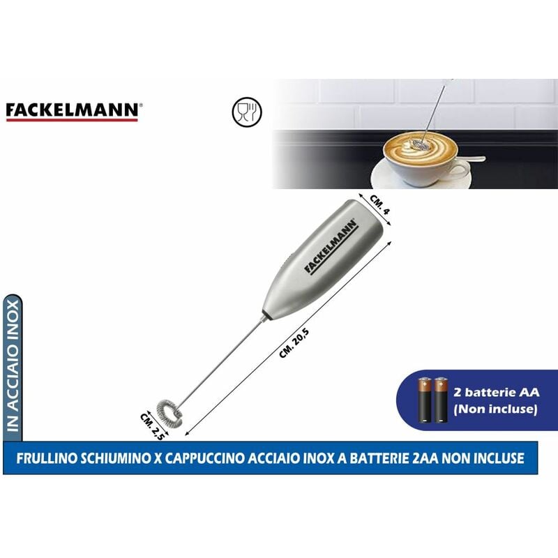 Image of Frullino schiumino x cappuccino acciaio inox a batterie 2AA