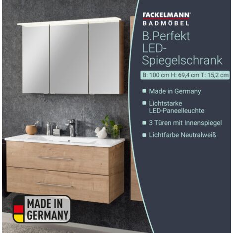 FACKELMANN B.perfekt Spiegelschrank 100cm - Ast Eiche