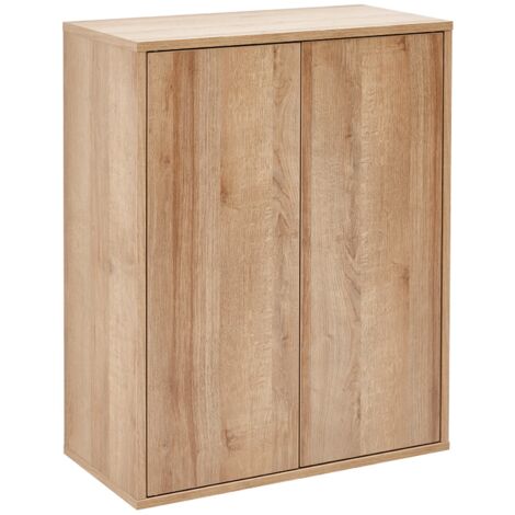 FACKELMANN Doppel-Midischrank FINN / Push-to-Open-Technik / Maße (B x H x T): ca. 60 x 75 x 30,5 cm / Schrank fürs Bad mit 2 Türen / Korpus: Braun hell / Front: Braun hell / Rahmendekor: Braun hell"-"