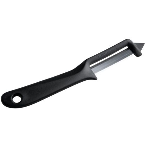 Fackelmann Eplucheur x 1 Pelapatate per asparagi Campione del Mondo, Acciaio Inossidabile, Nero/Argento, 18 x 7.9 x 1 cm