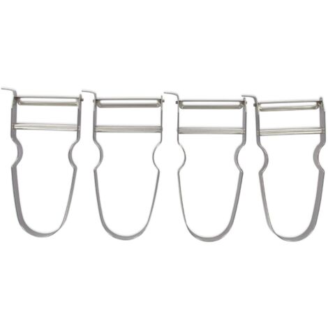 Fackelmann FCK21729, Set di 4 pelapatate, Acciaio Inossidabile, 4 Rasoi Verdure, 18 x 12 x 2 cm