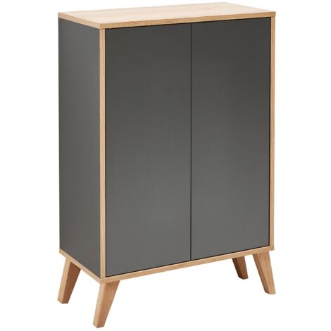Fackelmann FINN Doppel Midischrank 60 cm mit Füßen, Braun hell/Schwarz-'06209'