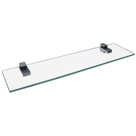 FACKELMANN Glasablage 40 cm / Wandregal für Badaccessoires / Maße (B x T): ca. 40 x 12 cm / Wandablage mit 6 mm Stärke / hochwertiges Glasregal mit Halterungen / Wandregal fürs Bad / Badregal fürs WC"