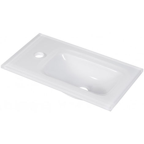 FACKELMANN Glasbecken Gäste-WC / Waschtisch aus Glas / Maße (B x H x T): ca. 45 x 10 x 25 cm / hochwertiges Waschbecken fürs Badezimmer / Farbe: Weiß / Breite: 45 cm-82397