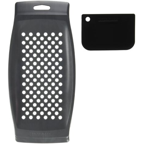 Fackelmann Grattugia per spätzle con raschietto per impasto, affettatrice per spätzle in plastica, spremiagrumi, 1 pezzo, grigio, 32 x 15 x 3 cm