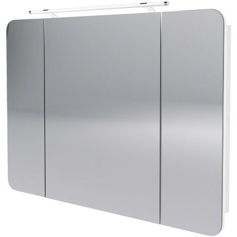 FACKELMANN LED Spiegelschrank MILANO / Badschrank mit 3D Effekt / Soft-Close / Maße (B x H x T): ca. 110 x 78 x 15,5 cm / Schrank mit Spiegel & LED-Beleuchtung fürs Bad / 3 Türen / Korpus: Weiß-84283