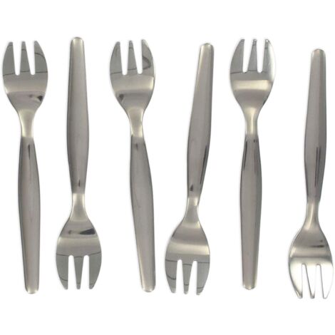 Fackelmann Lot de 6 fourchettes à huîtres Set di 6 forchette per ostriche, Acciaio Inossidabile, Inox