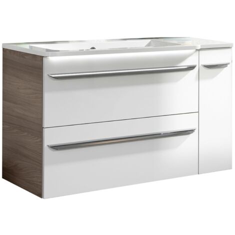Fackelmann LUXOR Badmöbel Set 3-teilig 100 cm, Braun/Weiß + Unterschrank links"-"90213145