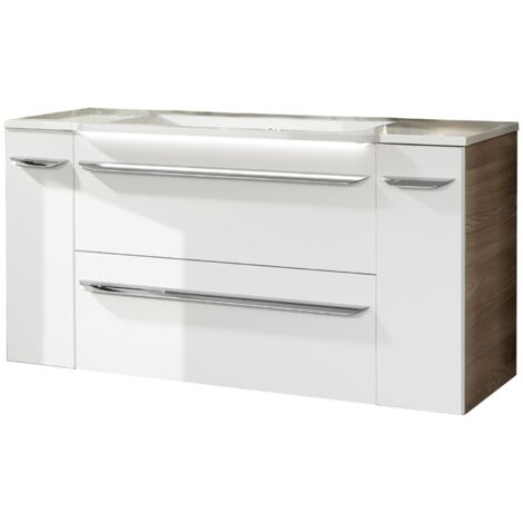 Fackelmann LUXOR Badmöbel Set 4-teilig 120 cm, Braun/Weiß + Unterschränke"-"90215145