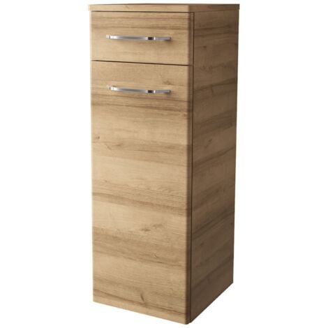 FACKELMANN Midischrank MILANO / Badschrank mit Soft-Close / Maße (B x H x T): ca. 30,5 x 83 x 32 cm / 1 Tür und 1 Schublade / Türanschlag frei wählbar / Korpus: Braun hell / Front: Braun hell"-"84242