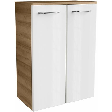 FACKELMANN Milano Doppel-Midischrank - 60 cm - Weiß Hochglanz -