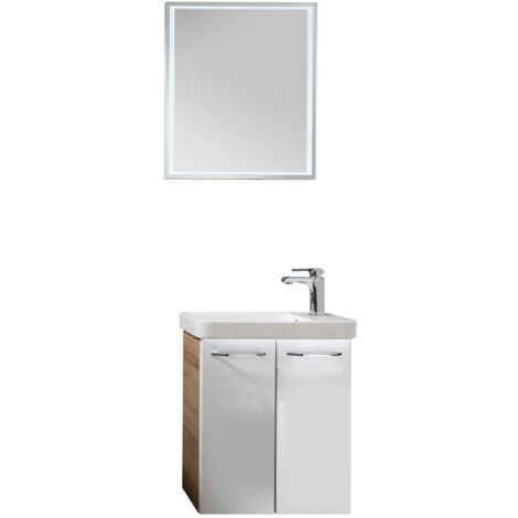 Fackelmann MILANO Gäste-WC Set 55 cm, Braun hell/Weiß, 5-teilig-'06208'
