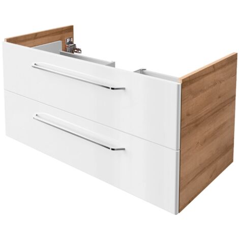 FACKELMANN Milano Waschtischunterschrank 100cm - Weiß Hochglanz -