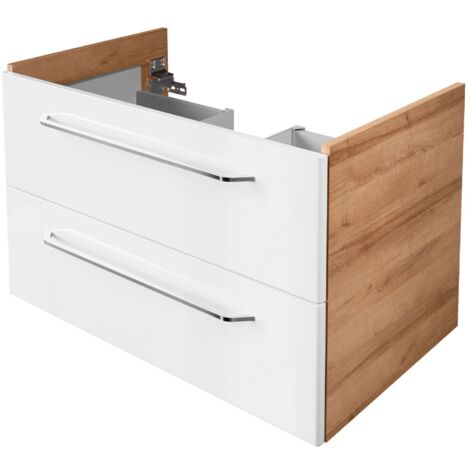FACKELMANN Milano Waschtischunterschrank 80cm - Weiß Hochglanz -