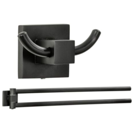Fackelmann NEW YORK Accessoires Set Handtuchhalter flexibel /Doppelhaken Schwarz"-"06332145