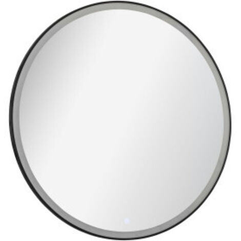 Fackelmann NEW YORK Spiegel mit LED-Beleuchtung – Badspiegel mit Beleuchtung rund (60,5 x 60,5 x 2,6 cm) – beleuchteter Spiegel Bad hängend mit Rahmen schwarz"-"84942