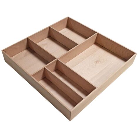 FACKELMANN Orga-Box STANFORD / Organisations Box aus stabilem Buchenholz / Maße (B x H x T): ca. 38 x 4,5 x 37 cm / Ordnungssystem für Schubladen mit 6 Fächern / Farbe: Braun hell / Breite: 38 cm"-"80