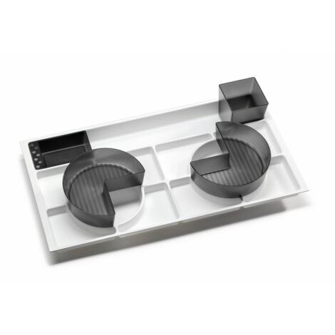 FACKELMANN Organisations-Set / Ordnungssystem für Schubladen / Maße (B x H x T): ca. 70 x 12,5 x 37,5 cm / Material: stabiler Kunststoff / Farbe: Weiß Grau / Breite: ca. 70 cm"-"89804