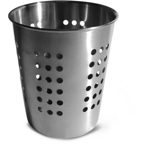 Fackelmann Porta posate conico, con fori che favoriscono una ventilazione ottimale, ideale per coltelli, forchette, cucchiai, materiale in acciaio inox, dimensione 12,5 cm