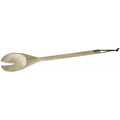 Fackelmann Salatgabel 33 cm AKAZIE, hochwertiger Kochlöffel aus Akazien-Holz, aufhängbar am Kunstlederbändchen, robuste Holzgabel in modernem Natur-Design (Farbe: Braun), Menge: 1 Stück-30894