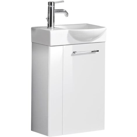 Fackelmann SBC SCENO Gäste WC Set 3-teilig 45 cm, Weiß, rechts, Keramik Hahnloch links + Armatur"-"90051145