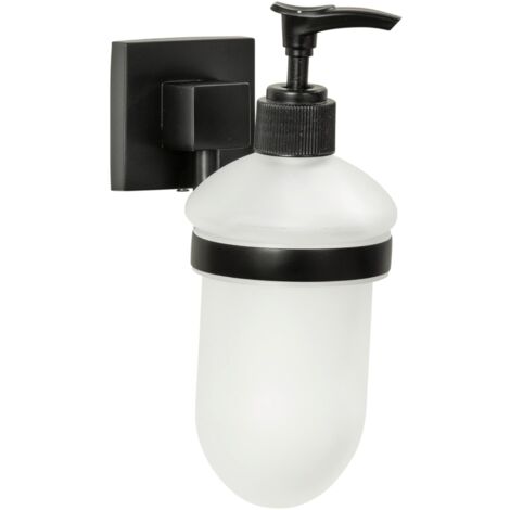 FACKELMANN Seifenspender NEW YORK / Glas Seifenspender mit Wandhalter / Maße (B x H x T): ca. 7 x 17 x 11 cm / Accessoire fürs Badezimmer & WC im Industriedesign / Halterung: Schwarz / Glas: Weiß"-"86