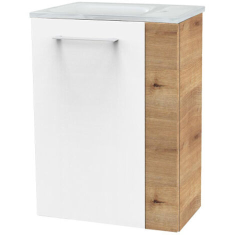FACKELMANN Set SBC - Front Weiß hochglanz - Korpus Ast-Eiche