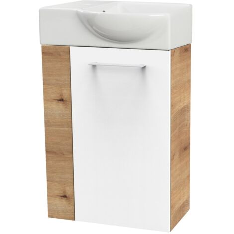 FACKELMANN Set SBC - Front Weiß hochglanz - Korpus Ast-Eiche